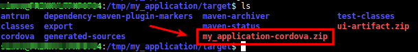 maven command cordova out file