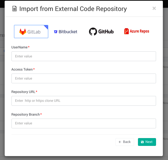 External VCS Repository Details