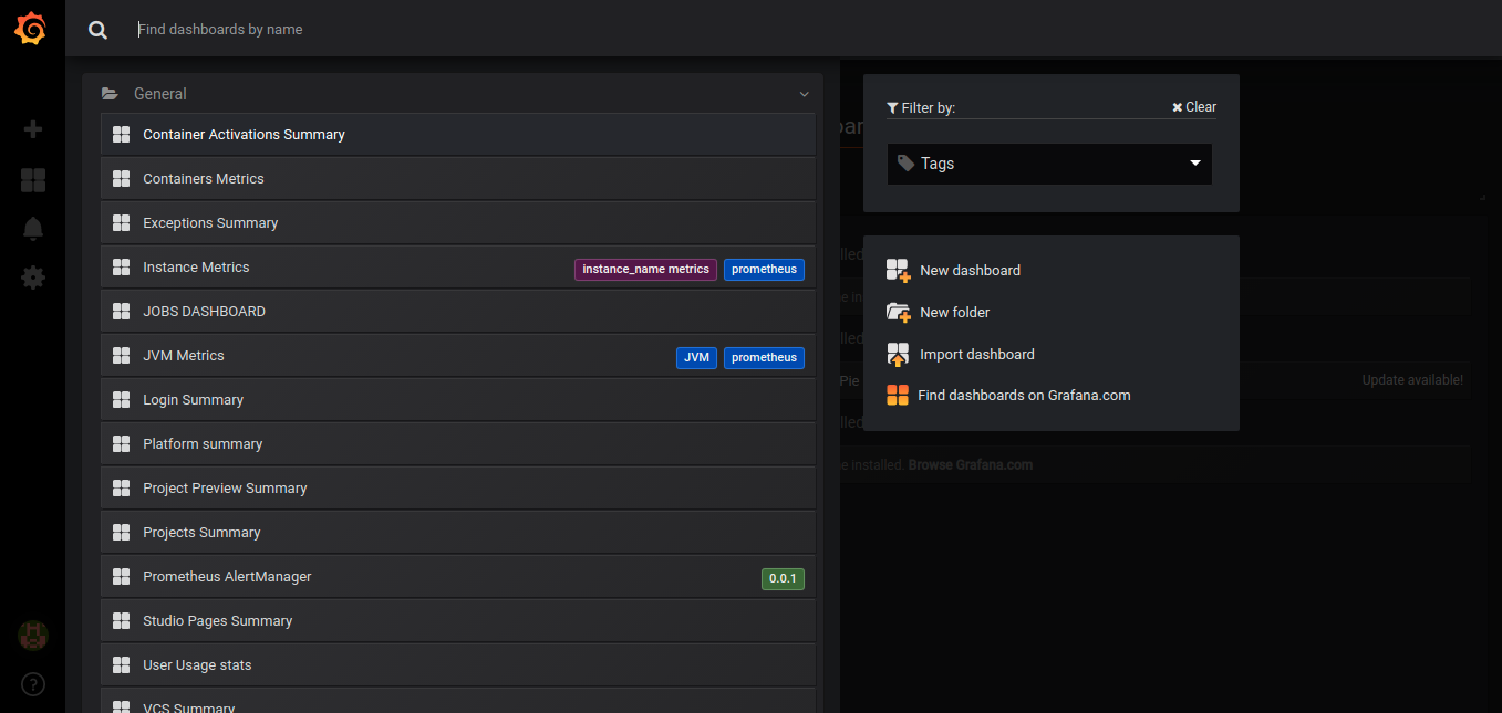 Grafana Dashboard List