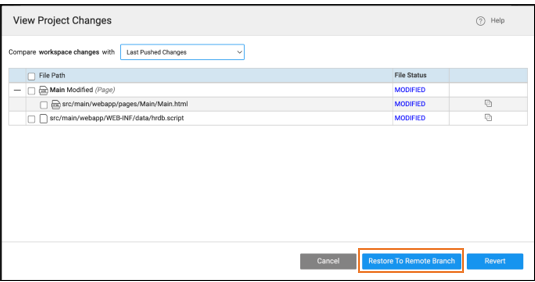 Restore to Remote Branch