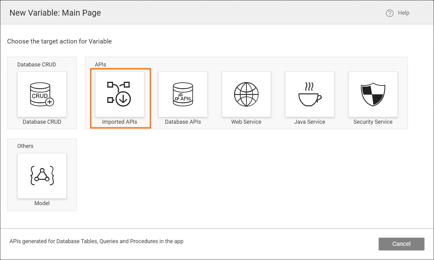 select imported api